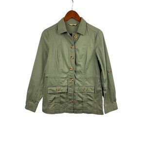 Womens Vintage Motto Olive Green Utility Jacket XS